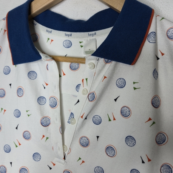 Liz Claiborne Lizgolf Ladies Short Sleeve Golf Theme Blue And White Tee Size M - Picture 6 of 8
